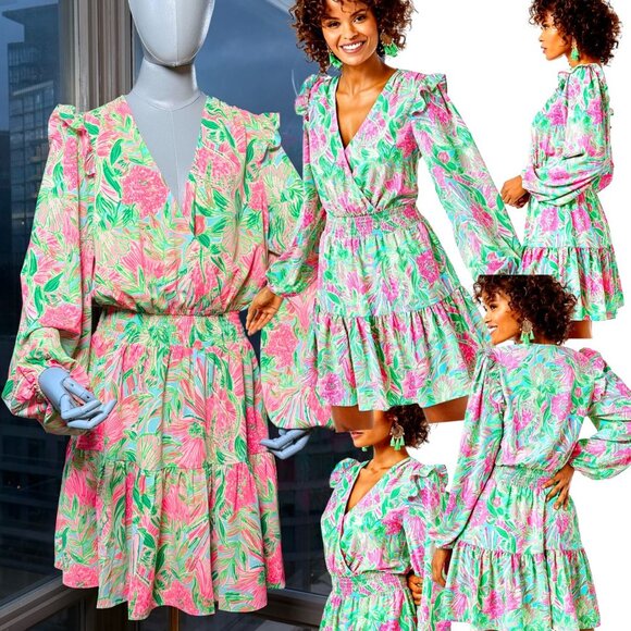 🆕 LILLY PULITZER 🧿 NWT Taviana Stretch Dress Coming in Hot Blue Horizon Sz 12